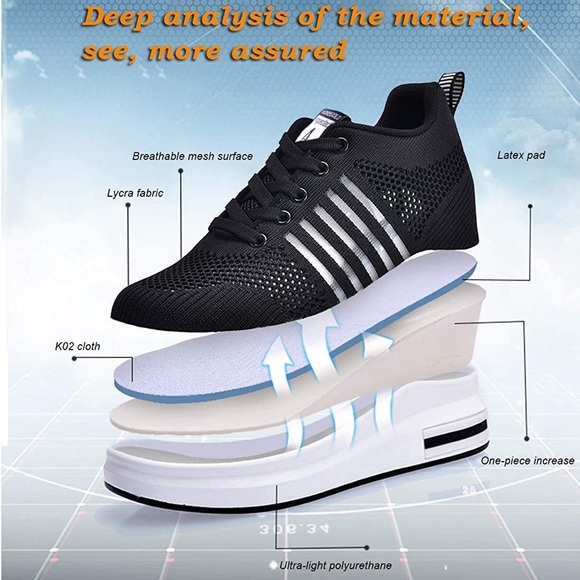 Black Platform Sneakers with White Stripes - Picture 9 of 10